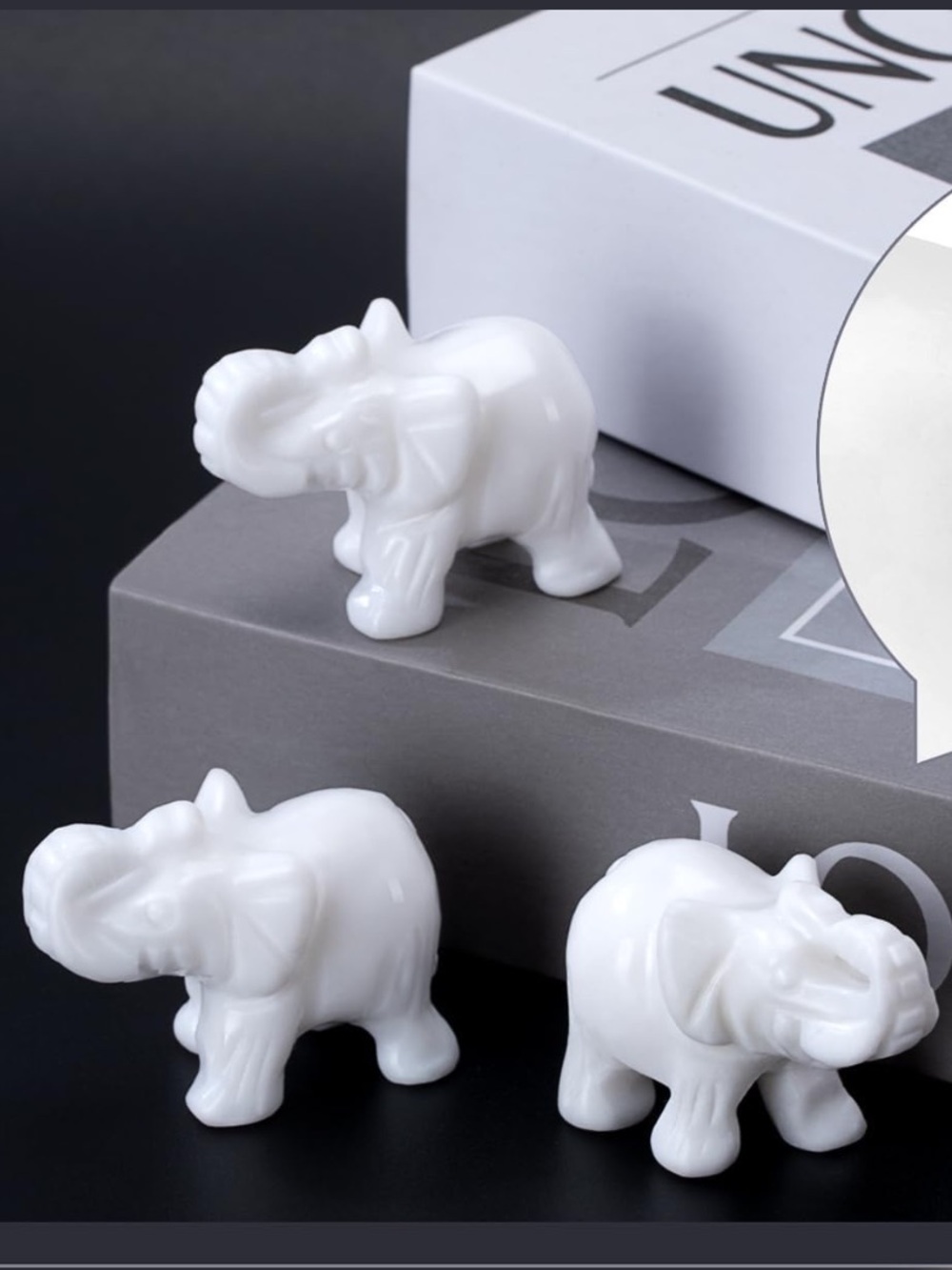 🆕 New White Jade Elephant Crystal Healing Crystal Figurines
